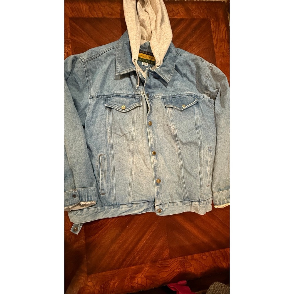 Eagles Ridge Outfitters Denim Jacket Mens 4XL Hooded‎ Light Wash Trucker